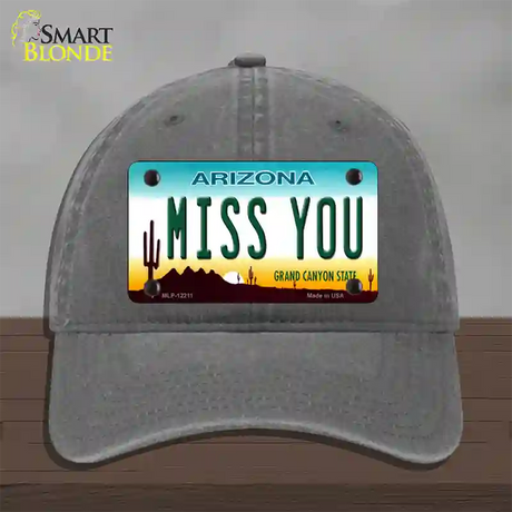 Miss You Arizona Novelty License Plate Hat Unconstructed Cotton / Charcoal