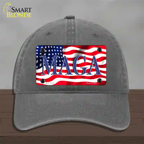 MAGA Flag Novelty License Plate Hat Unconstructed Cotton / Charcoal