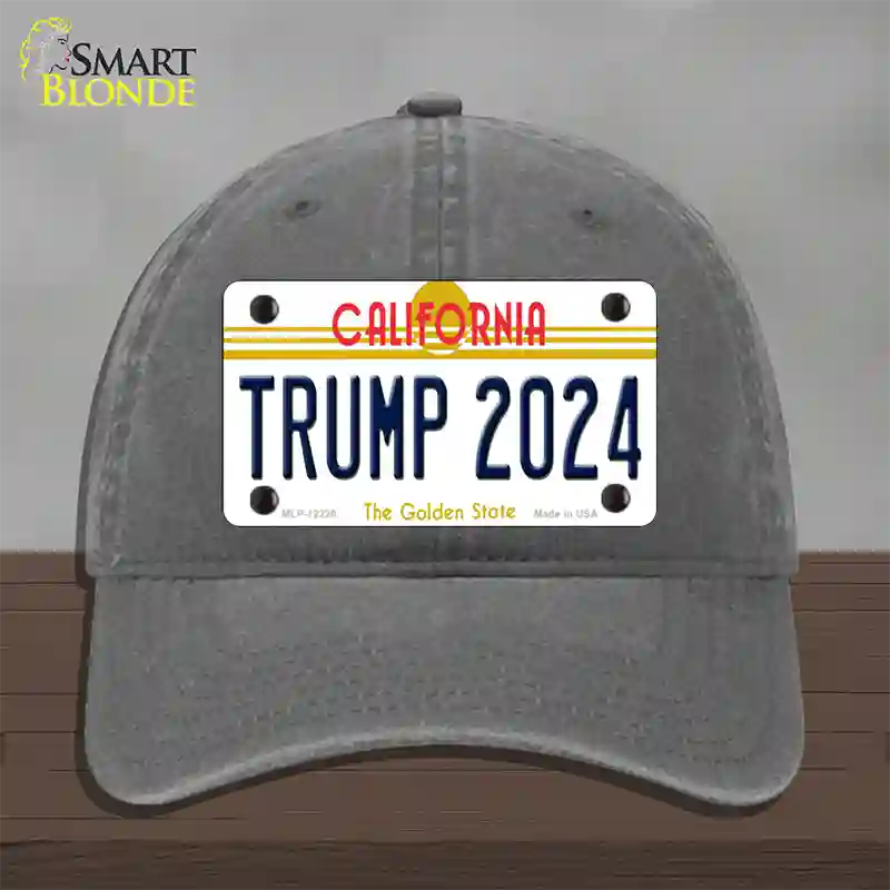 Trump 2024 California Novelty License Plate Hat Unconstructed Cotton / Charcoal