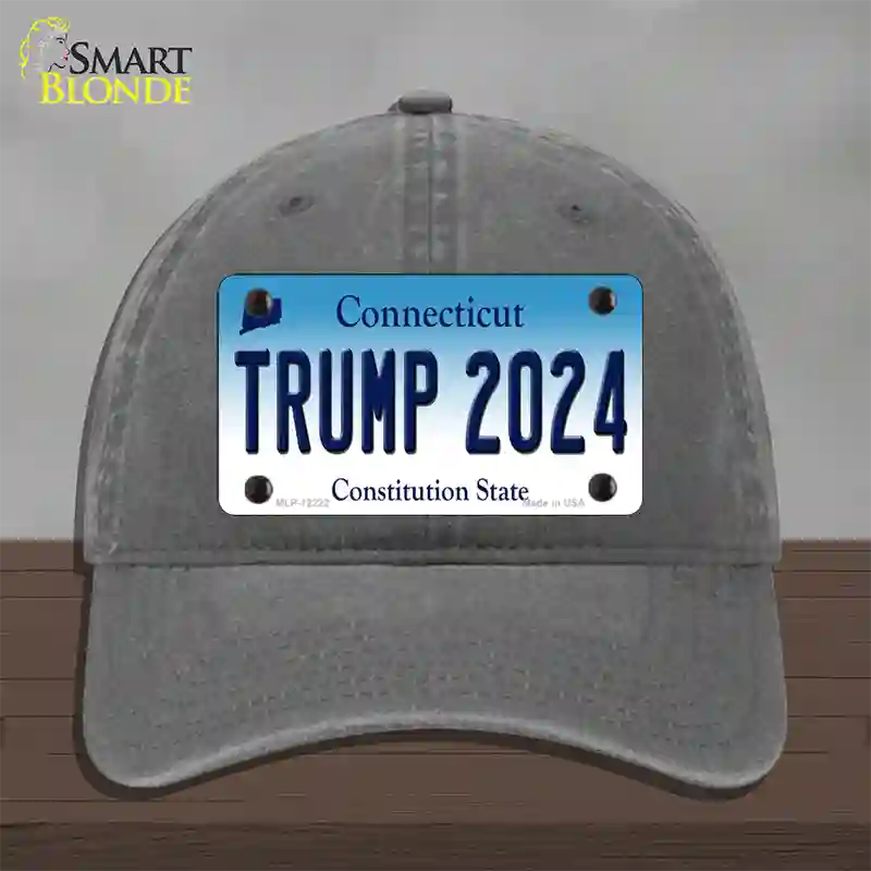 Trump 2024 Connecticut Novelty License Plate Hat Unconstructed Cotton / Charcoal