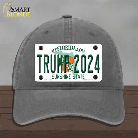 Trump 2024 Florida Novelty License Plate Hat Unconstructed Cotton / Charcoal