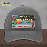 Trump 2024 Hawaii Novelty License Plate Hat Unconstructed Cotton / Charcoal