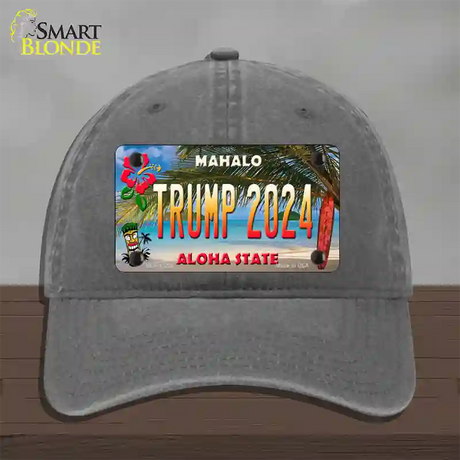 Trump 2024 Hawaii Novelty License Plate Hat Unconstructed Cotton / Charcoal