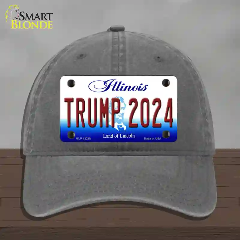 Trump 2024 Illinois Novelty License Plate Hat Unconstructed Cotton / Charcoal