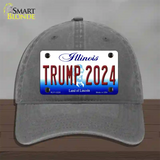 Trump 2024 Illinois Novelty License Plate Hat Unconstructed Cotton / Charcoal