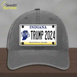 Trump 2024 Indiana Novelty License Plate Hat Unconstructed Cotton / Charcoal