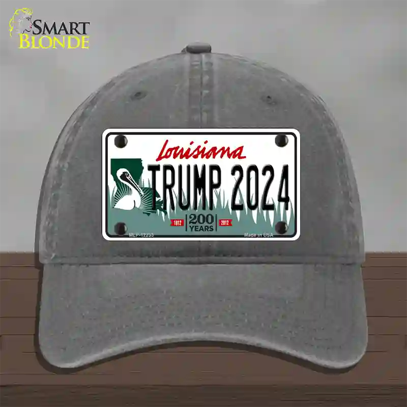 Trump 2024 Louisiana Novelty License Plate Hat Unconstructed Cotton / Charcoal