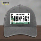 Trump 2024 Maine Novelty License Plate Hat Unconstructed Cotton / Charcoal