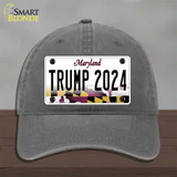 Trump 2024 Maryland Novelty License Plate Hat Unconstructed Cotton / Charcoal