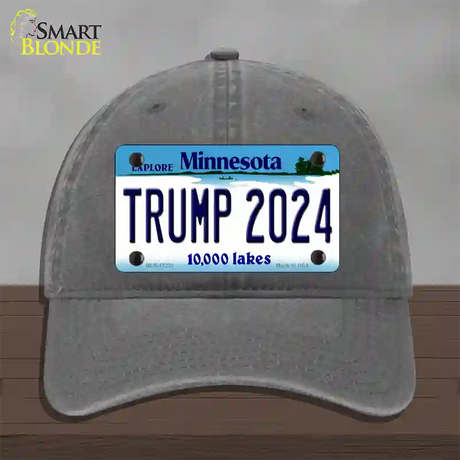 Trump 2024 Minnesota Novelty License Plate Hat Unconstructed Cotton / Charcoal