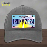 Trump 2024 Mississippi Novelty License Plate Hat Unconstructed Cotton / Charcoal