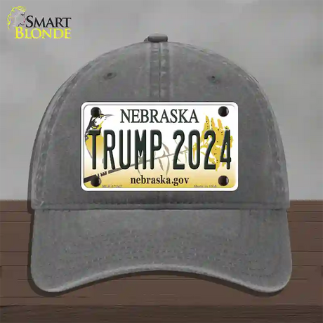 Trump 2024 Nebraska Novelty License Plate Hat Unconstructed Cotton / Charcoal