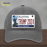 Trump 2024 Oklahoma Novelty License Plate Hat Unconstructed Cotton / Charcoal