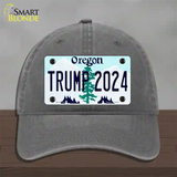 Trump 2024 Oregon Novelty License Plate Hat Unconstructed Cotton / Charcoal