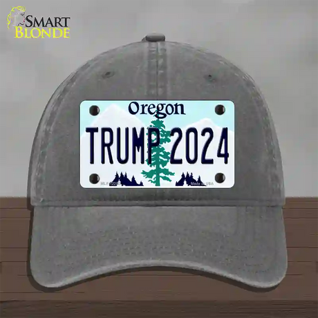 Trump 2024 Oregon Novelty License Plate Hat Unconstructed Cotton / Charcoal