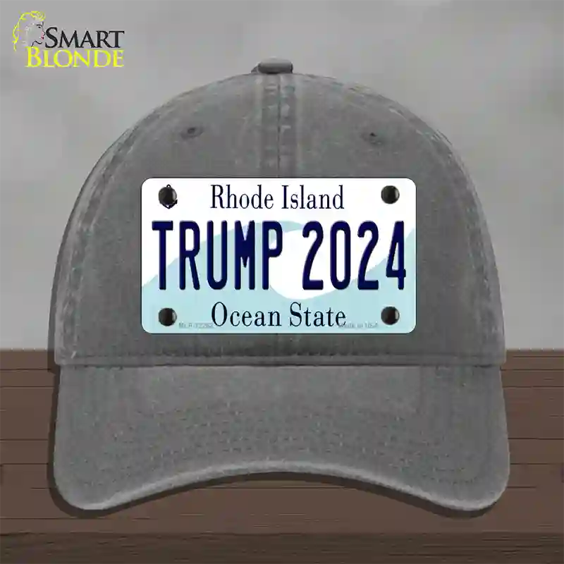 Trump 2024 Rhode Island Novelty License Plate Hat Unconstructed Cotton / Charcoal