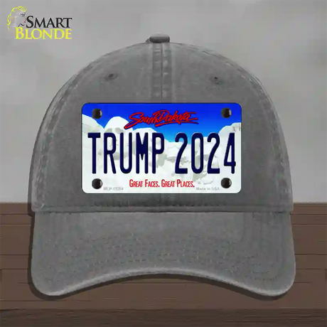 Trump 2024 South Dakota Novelty License Plate Hat Unconstructed Cotton / Charcoal