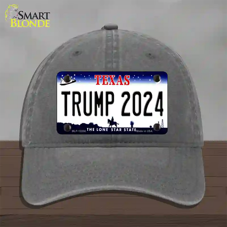 Trump 2024 Texas Novelty License Plate Hat Unconstructed Cotton / Charcoal