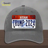 Trump 2024 Utah Novelty License Plate Hat Unconstructed Cotton / Charcoal