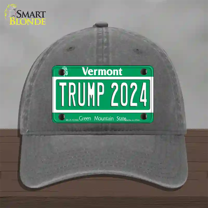 Trump 2024 Vermont Novelty License Plate Hat Unconstructed Cotton / Charcoal