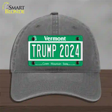 Trump 2024 Vermont Novelty License Plate Hat Unconstructed Cotton / Charcoal