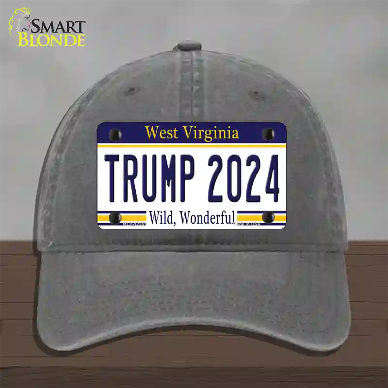 Trump 2024 West Virginia Novelty License Plate Hat Unconstructed Cotton / Charcoal