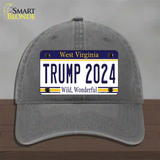 Trump 2024 West Virginia Novelty License Plate Hat Unconstructed Cotton / Charcoal