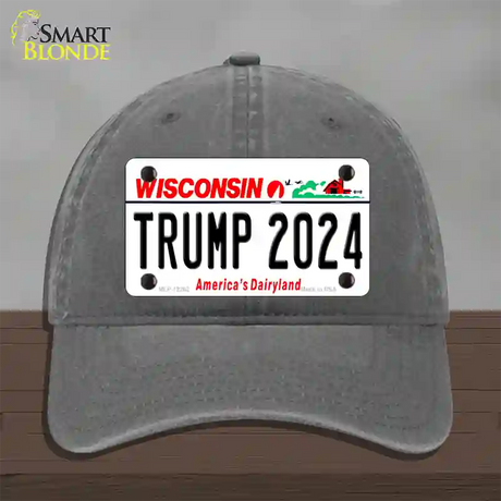 Trump 2024 Wisconsin Novelty License Plate Hat Unconstructed Cotton / Charcoal