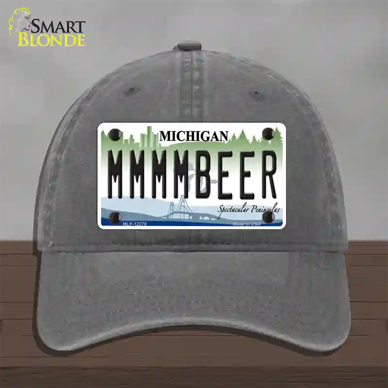 Michigan MMMMBeer Novelty License Plate Hat Unconstructed Cotton / Charcoal