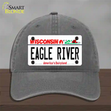 Wisconsin Eagle River Novelty License Plate Hat Unconstructed Cotton / Charcoal