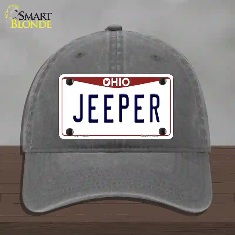 Ohio Jeeper Novelty License Plate Hat Unconstructed Cotton / Charcoal