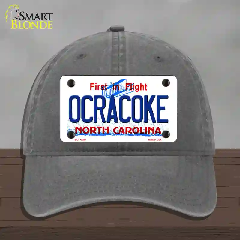 Ocracoke North Carolina Novelty License Plate Hat Unconstructed Cotton / Charcoal