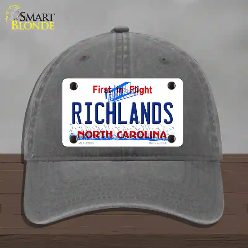 North Carolina Richlands Novelty License Plate Hat Unconstructed Cotton / Charcoal