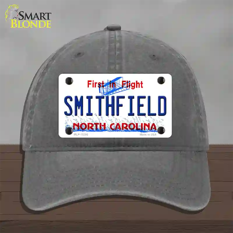 North Carolina Smithfield Novelty License Plate Hat Unconstructed Cotton / Charcoal