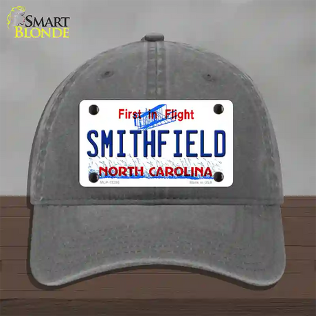 North Carolina Smithfield Novelty License Plate Hat Unconstructed Cotton / Charcoal