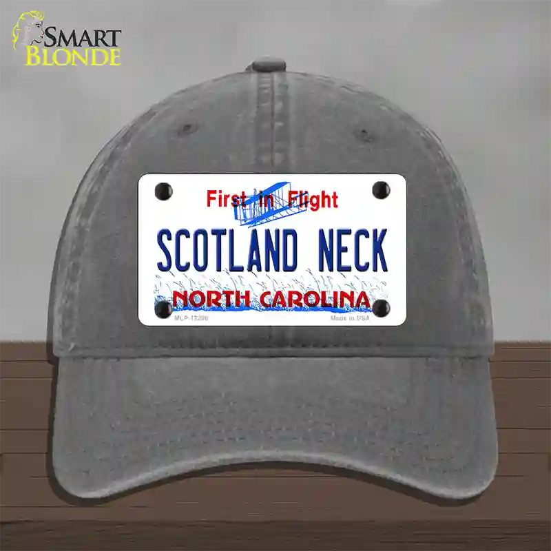 North Carolina Scotland Neck Novelty License Plate Hat Unconstructed Cotton / Charcoal