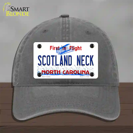 North Carolina Scotland Neck Novelty License Plate Hat Unconstructed Cotton / Charcoal