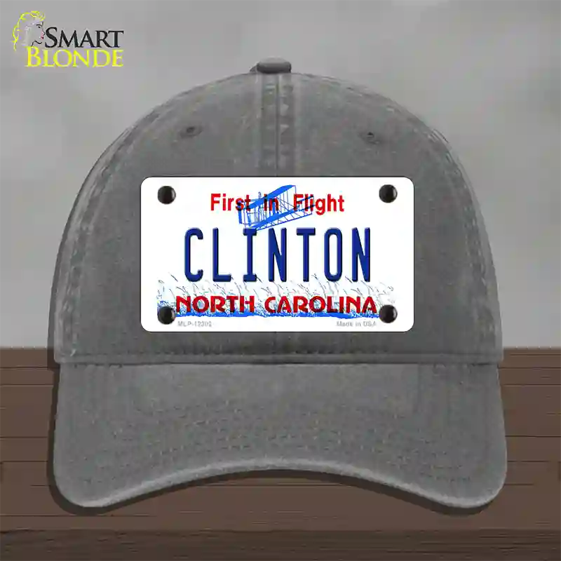 North Carolina Clinton Novelty License Plate Hat Unconstructed Cotton / Charcoal