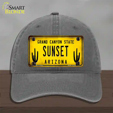 Arizona Sunset Novelty License Plate Hat Unconstructed Cotton / Charcoal