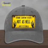 Arizona Hot as Hell Novelty License Plate Hat Unconstructed Cotton / Charcoal