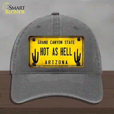 Arizona Hot as Hell Novelty License Plate Hat Unconstructed Cotton / Charcoal