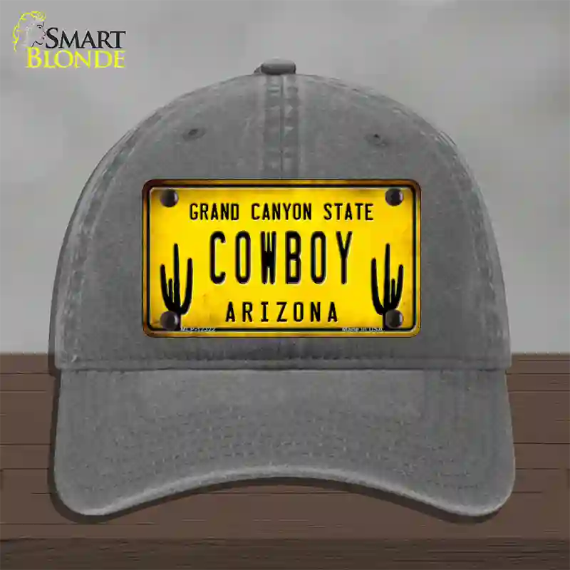 Arizona Cowboy Novelty License Plate Hat Unconstructed Cotton / Charcoal