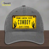 Arizona Cowboy Novelty License Plate Hat Unconstructed Cotton / Charcoal