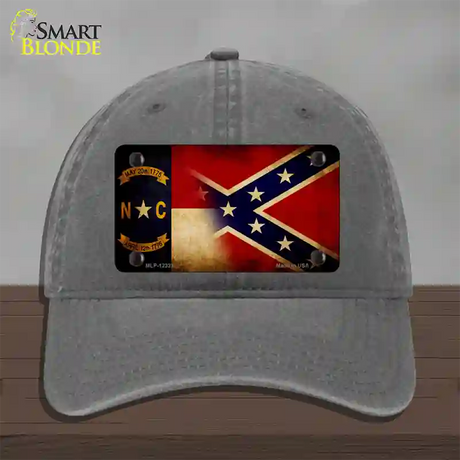 NC | Confederate Flag Novelty License Plate Hat Unconstructed Cotton / Charcoal