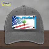 South Carolina with American Flag Novelty License Plate Hat Unconstructed Cotton / Charcoal