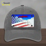 South Dakota with American Flag Novelty License Plate Hat Unconstructed Cotton / Charcoal