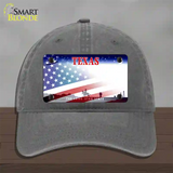 Texas with American Flag Novelty License Plate Hat Unconstructed Cotton / Charcoal