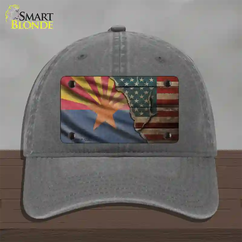 Arizona/American Flag Novelty License Plate Hat Unconstructed Cotton / Charcoal