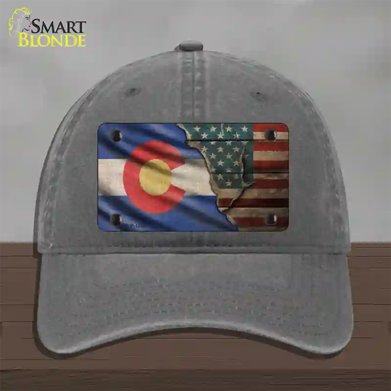 Colorado/American Flag Novelty License Plate Hat Unconstructed Cotton / Charcoal