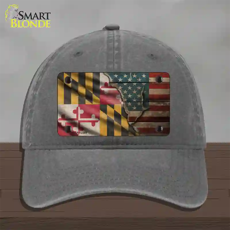 Maryland/American Flag Novelty License Plate Hat Unconstructed Cotton / Charcoal